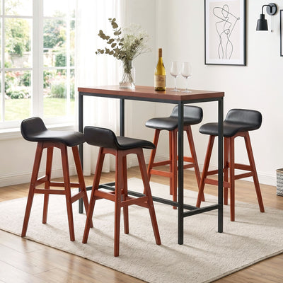 Artiss 5Pcs Bar Table and Stools Set Dining Desk Kitchen Chairs Cafe Pub Wood