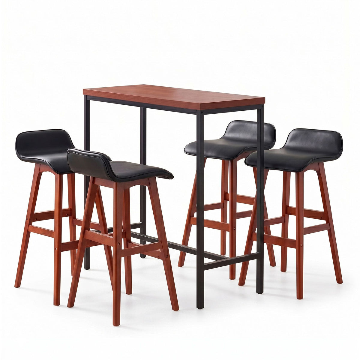 Artiss 5Pcs Bar Table and Stools Set Dining Desk Kitchen Chairs Cafe Pub Wood Awezingly