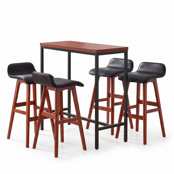Artiss 5Pcs Bar Table and Stools Set Dining Desk Kitchen Chairs Cafe Pub Wood Awezingly