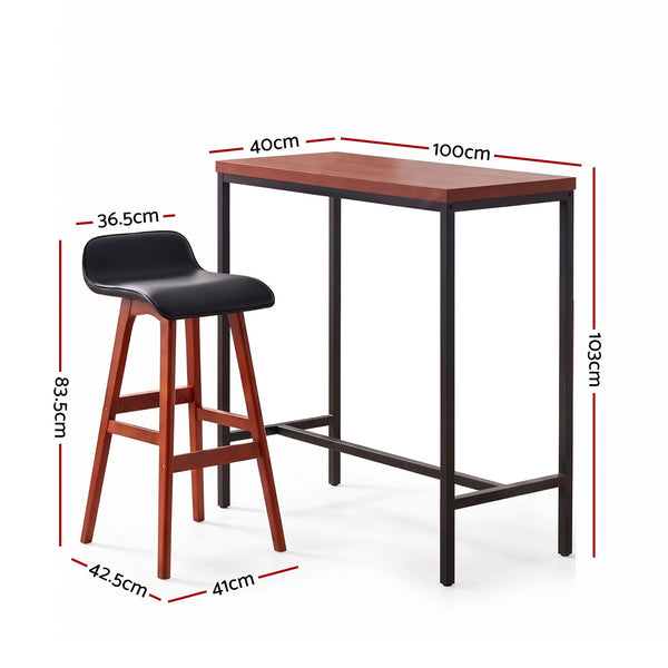 Artiss 5Pcs Bar Table and Stools Set Dining Desk Kitchen Chairs Cafe Pub Wood Awezingly