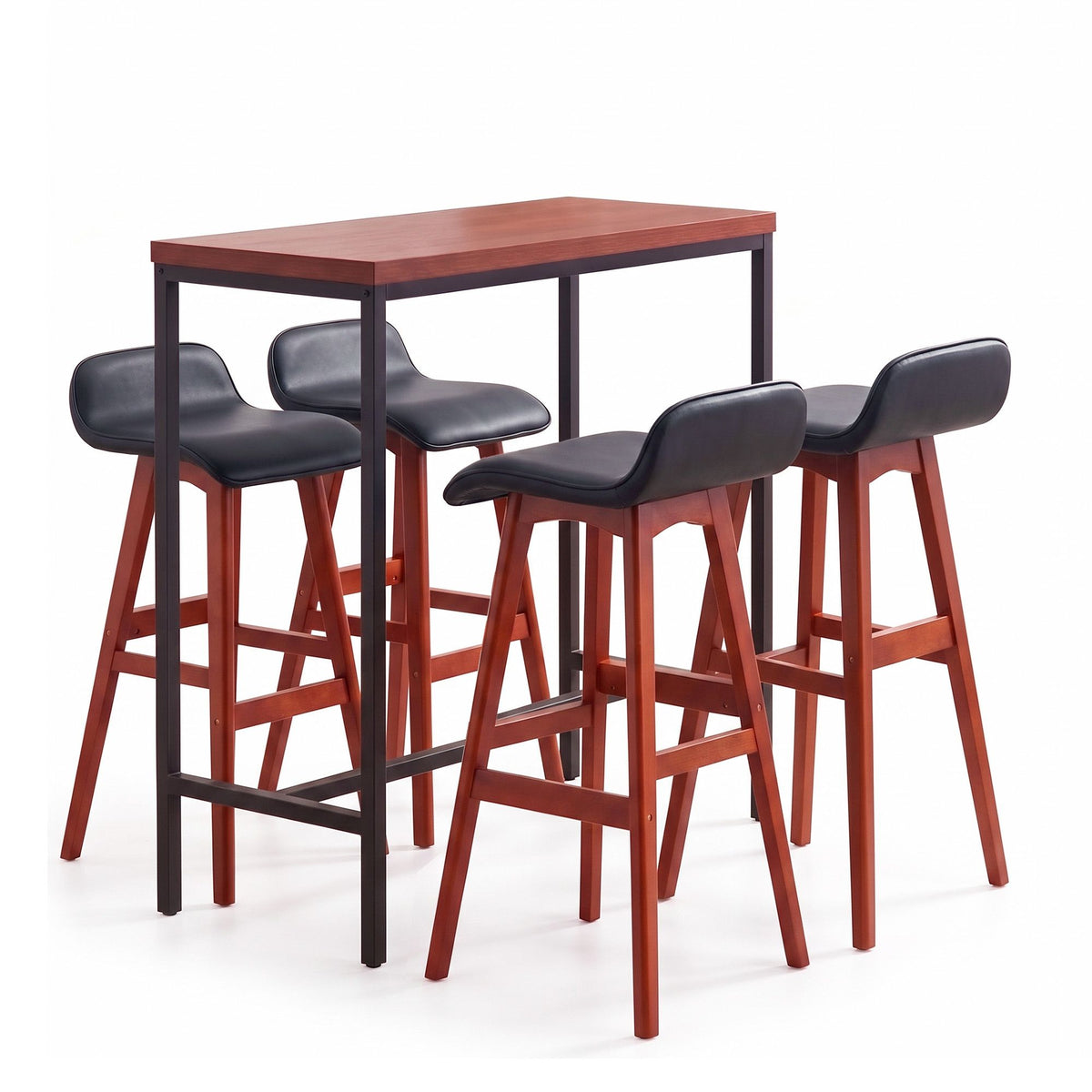 Artiss 5Pcs Bar Table and Stools Set Dining Desk Kitchen Chairs Cafe Pub Wood Awezingly