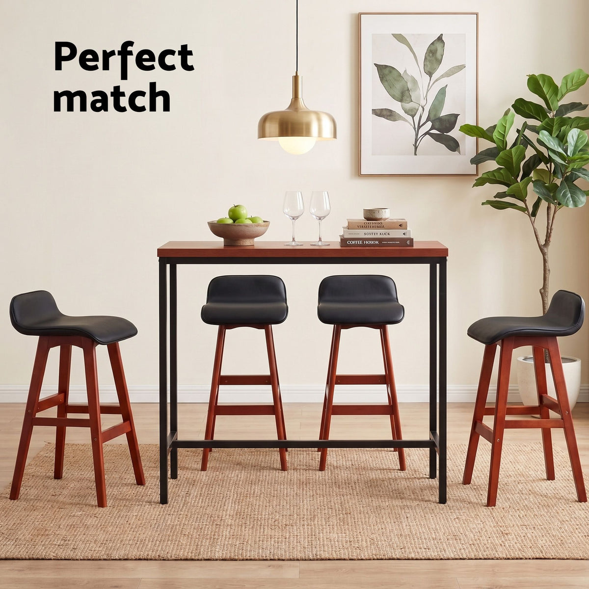Artiss 5Pcs Bar Table and Stools Set Dining Desk Kitchen Chairs Cafe Pub Wood Awezingly