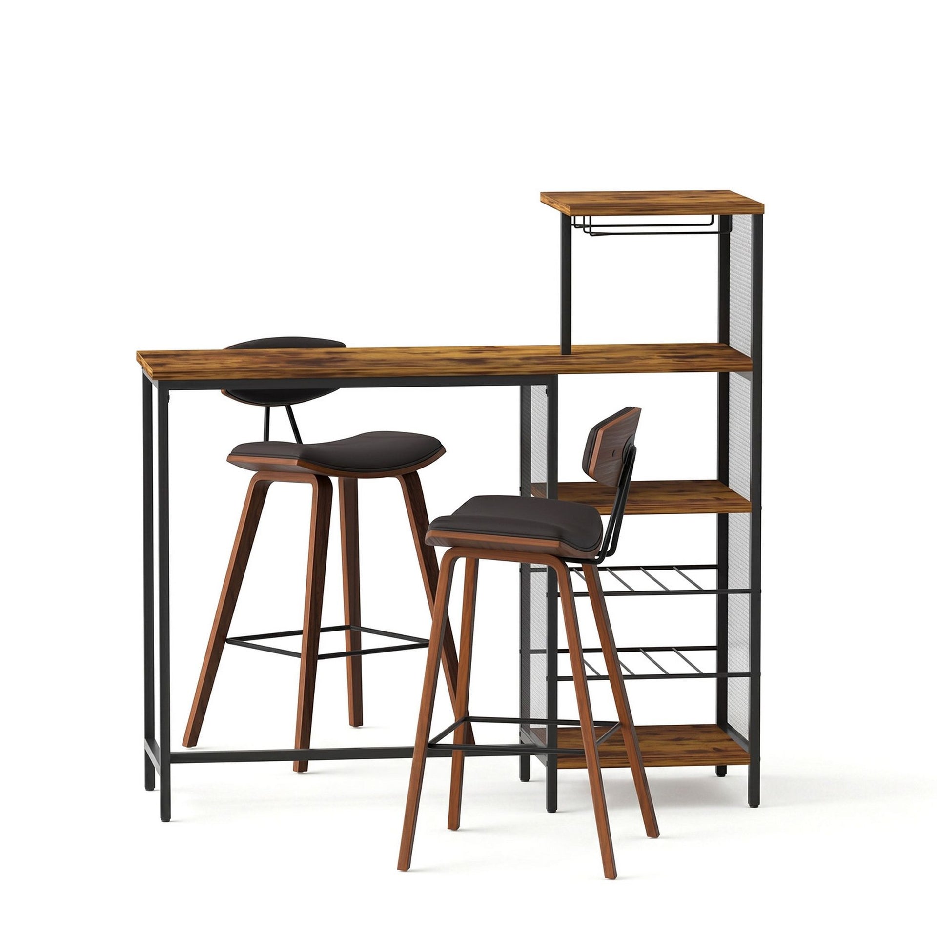 Artiss 3Pcs Bar Table and Stools Set Dining Table Solid Wood Kitchen Chairs Cafe Pub Artiss