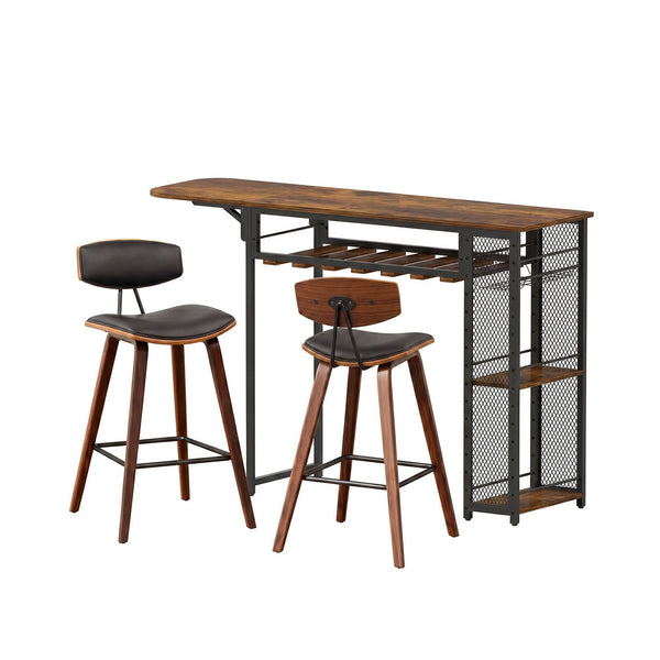 Artiss 3PCS Bar Table and Stools Set Dining Table Solid Wood Kitchen Chairs Cafe Pub Artiss