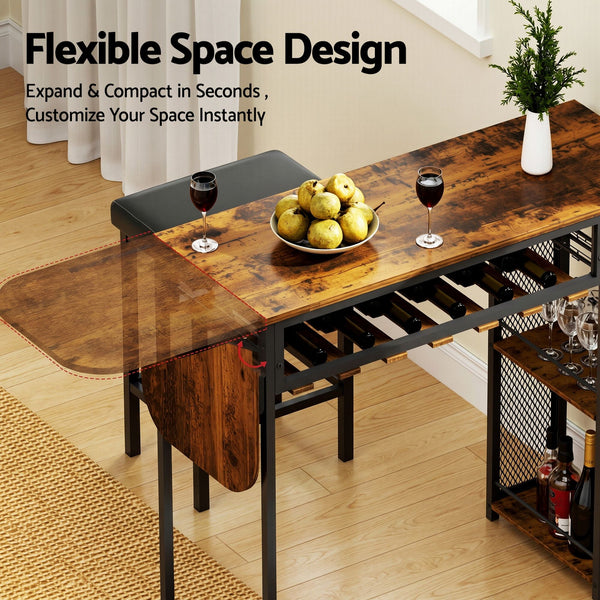 Artiss 3PCS Bar Table and Stools Set Dining Table Solid Wood Kitchen Chairs Cafe Pub Artiss