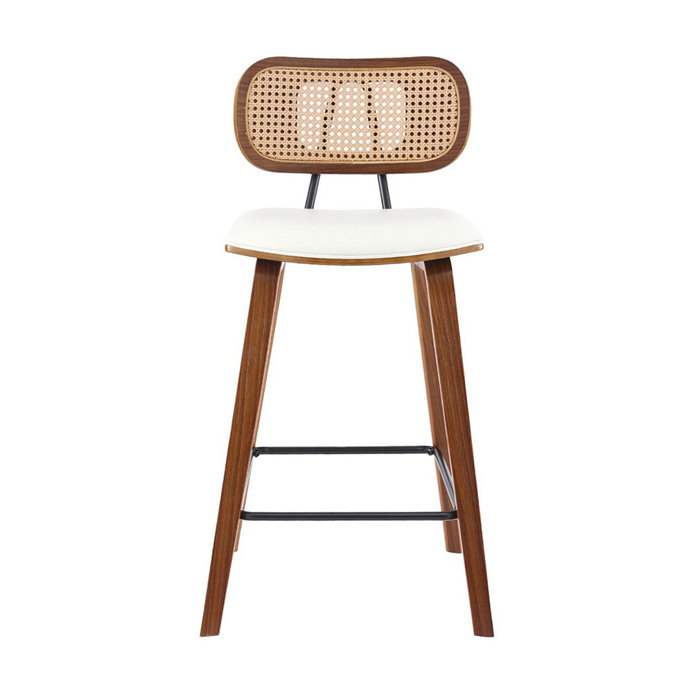 2x Artiss Bar Stools Kitchen Counter Rattan Chairs PU Leather Padding Artiss