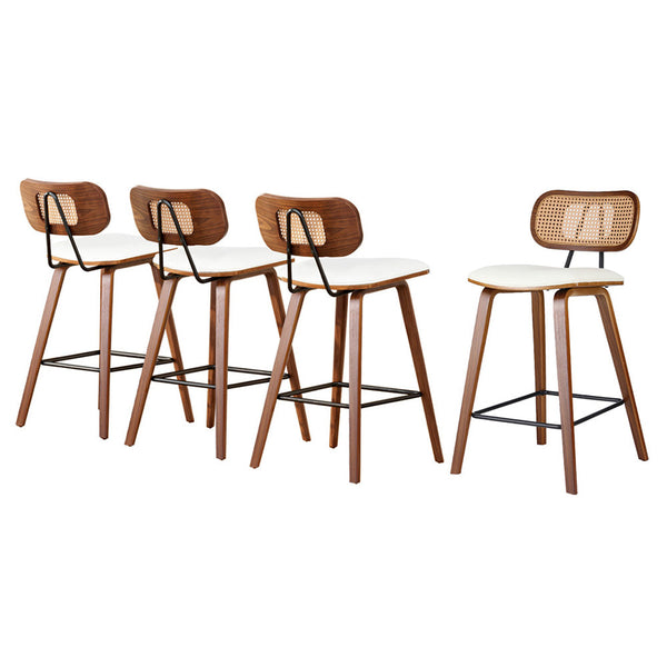 4x Artiss Bar Stools Kitchen Counter Rattan Chairs PU Leather Padding Artiss