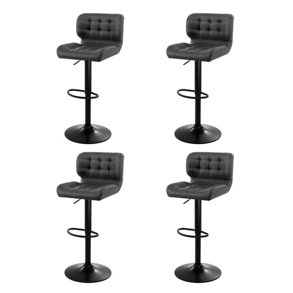 Artiss 4x Bar Stools Gas Lift Leather Padded Grey Artiss