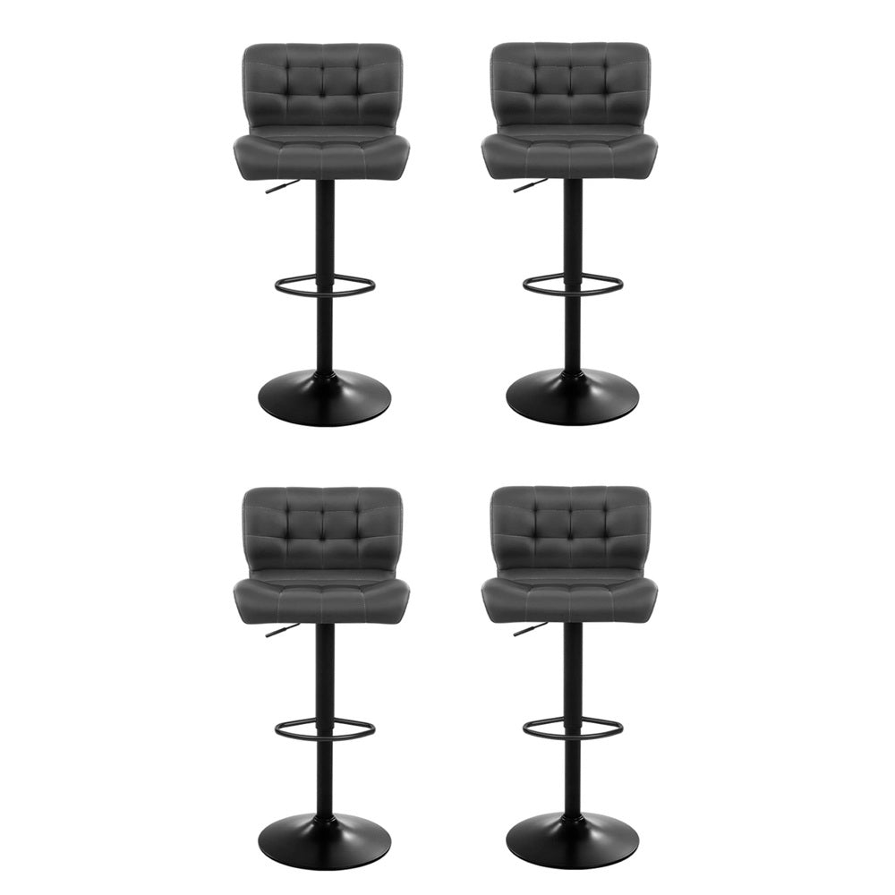 Artiss 4x Bar Stools Gas Lift Leather Padded Grey Artiss