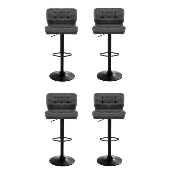 Artiss 4x Bar Stools Gas Lift Leather Padded Grey Artiss