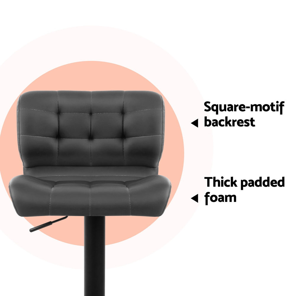 Artiss 4x Bar Stools Gas Lift Leather Padded Grey Artiss