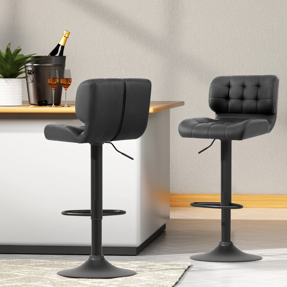 Artiss 4x Bar Stools Gas Lift Leather Padded Grey Artiss