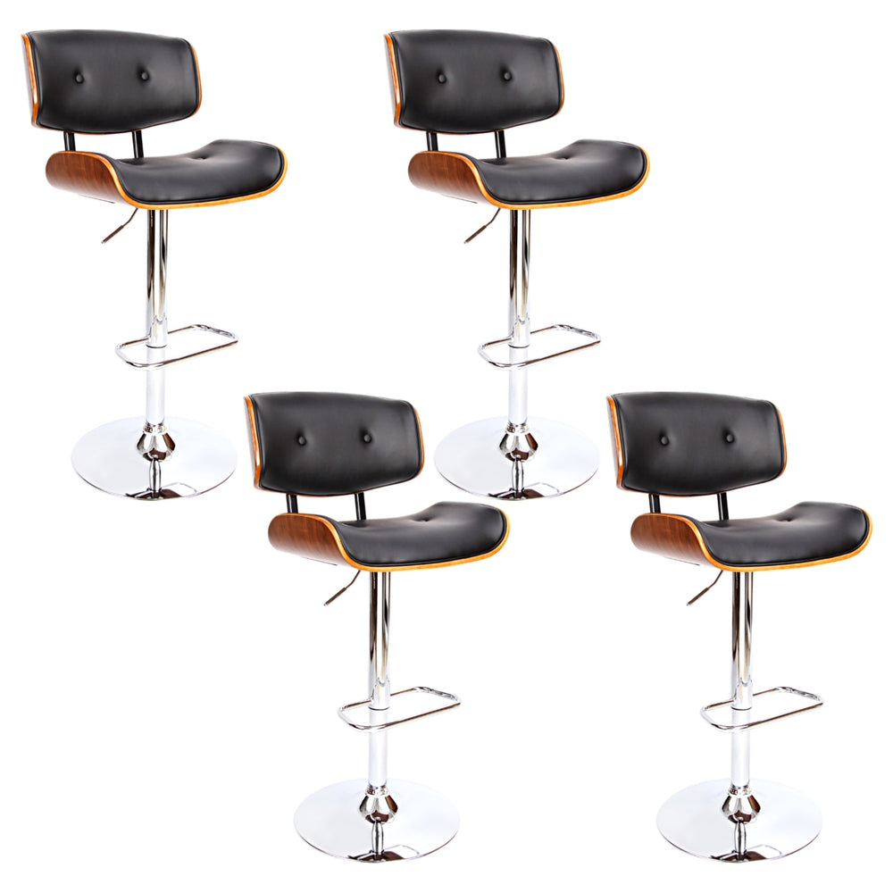 Artiss 4x Bar Stools Gas Lift Leather Black Artiss