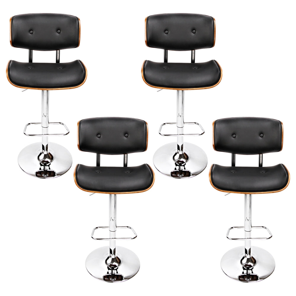 Artiss 4x Bar Stools Gas Lift Leather Black Artiss