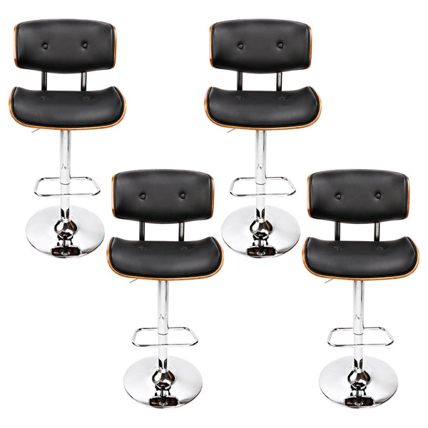 Artiss 4x Bar Stools Gas Lift Leather Black Artiss