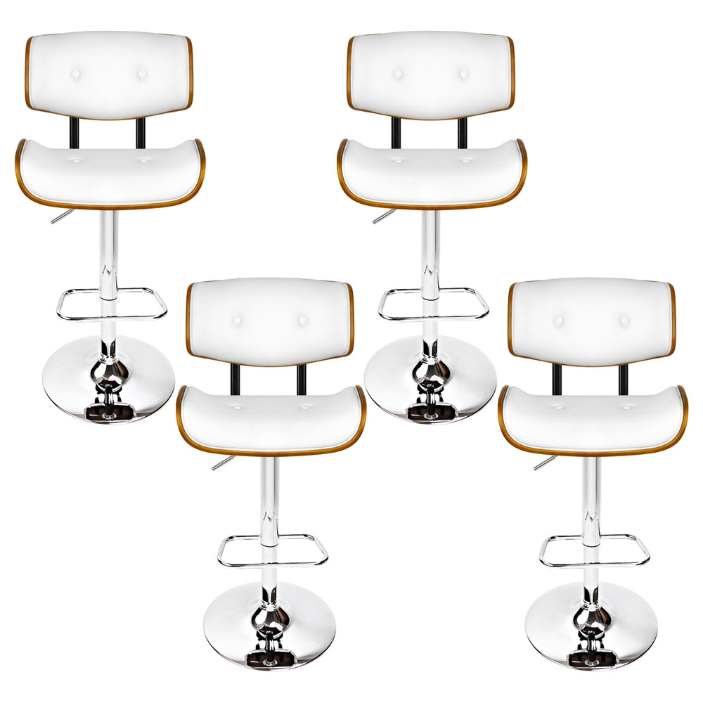 Artiss 4x Bar Stools Gas Lift Leather White Artiss