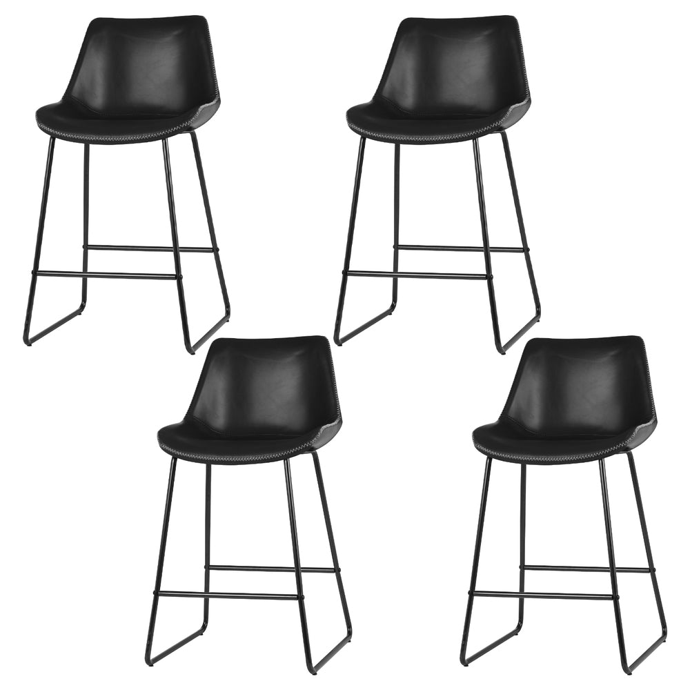 Artiss 4x Bar Stools Leather Padded Metal Legs Black Artiss