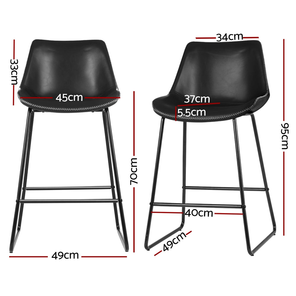 Artiss 4x Bar Stools Leather Padded Metal Legs Black Artiss
