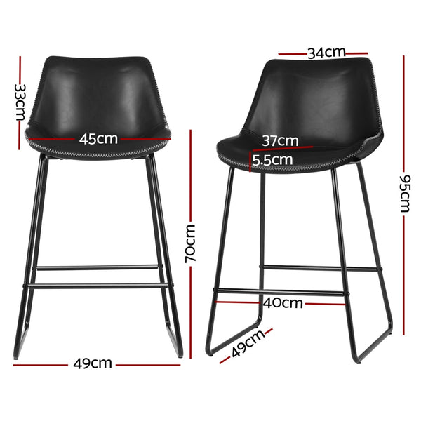 Artiss 4x Bar Stools Leather Padded Metal Legs Black Artiss