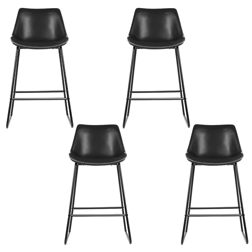 Artiss 4x Bar Stools Leather Padded Metal Legs Black Artiss