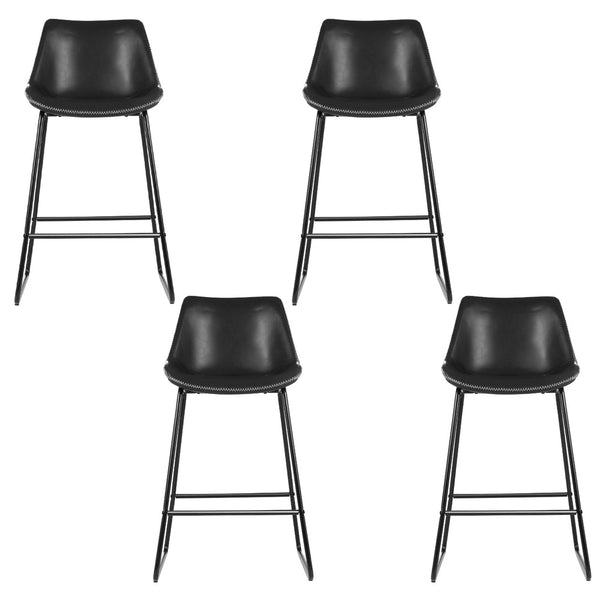 Artiss 4x Bar Stools Leather Padded Metal Legs Black Artiss