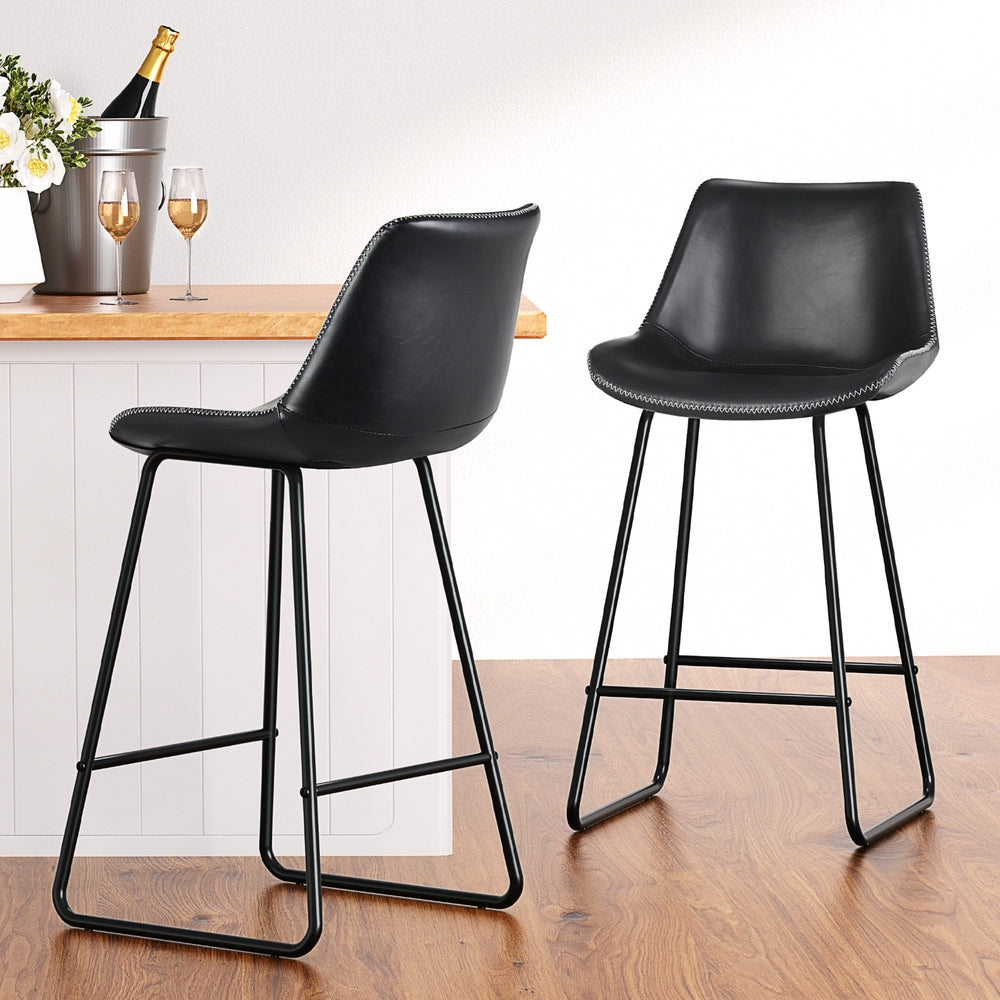 Artiss 4x Bar Stools Leather Padded Metal Legs Black Artiss