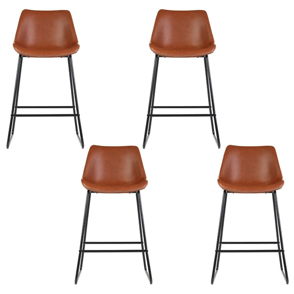 Artiss 4x Bar Stools Leather Padded Metal Legs Brown Artiss