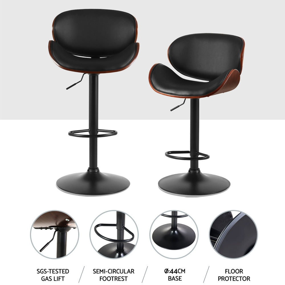 Artiss 4x Bar Stools Gas Lift Leather Padded Black Does Not Apply