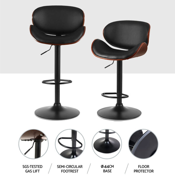 Artiss 4x Bar Stools Gas Lift Leather Padded Black Does Not Apply