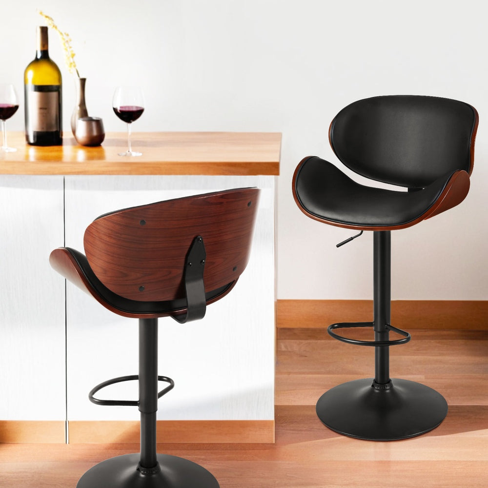 Artiss 4x Bar Stools Gas Lift Leather Padded Black Does Not Apply