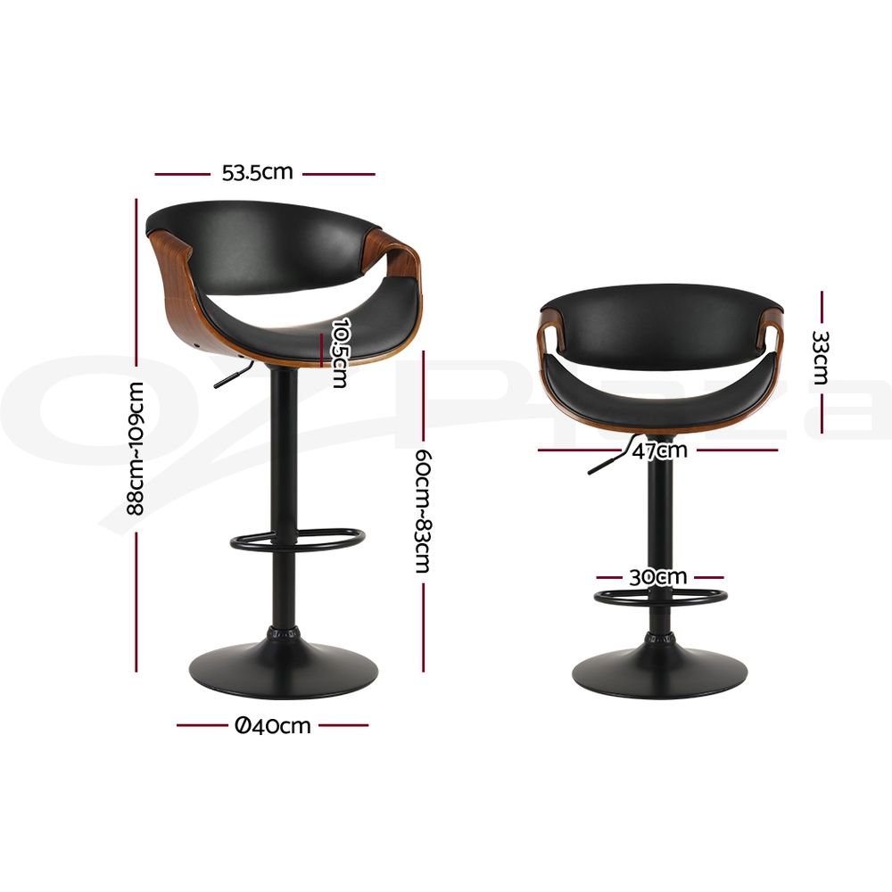 Artiss Bar Stools X3 Kitchen Counter Chair Gas Lift Swivel PU Ambrus Black Awezingly