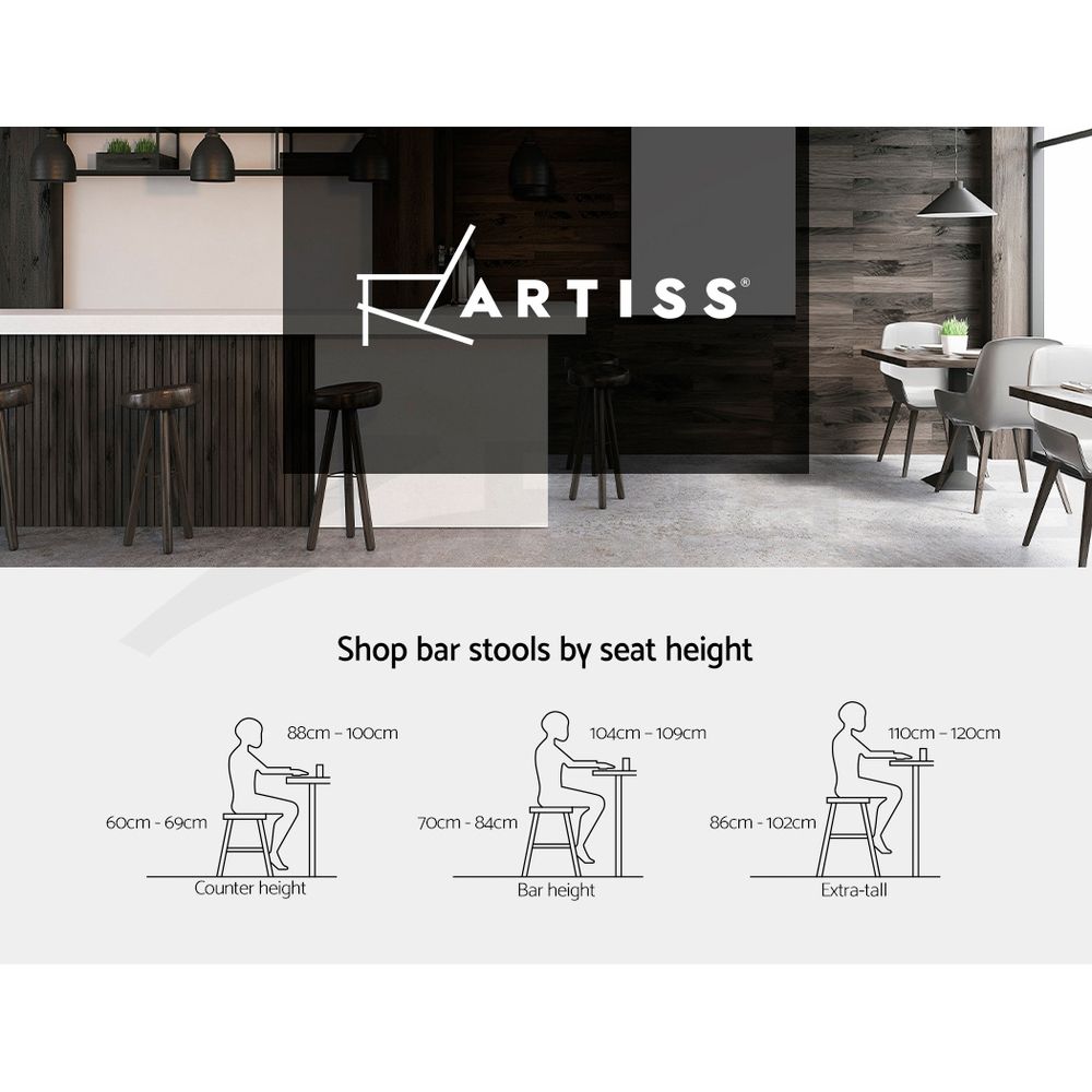Artiss Bar Stools X3 Kitchen Counter Chair Gas Lift Swivel PU Ambrus Black Awezingly
