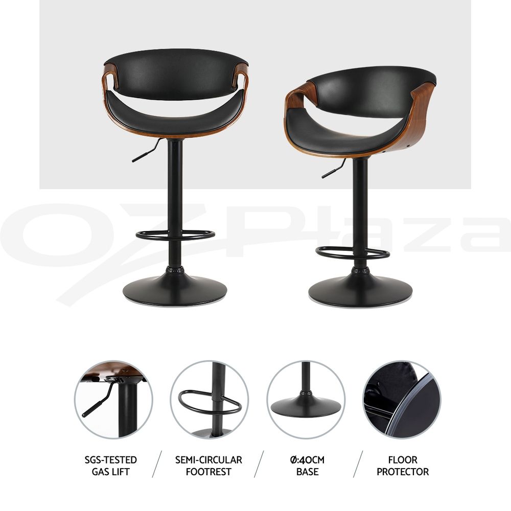 Artiss Bar Stools X3 Kitchen Counter Chair Gas Lift Swivel PU Ambrus Black Awezingly