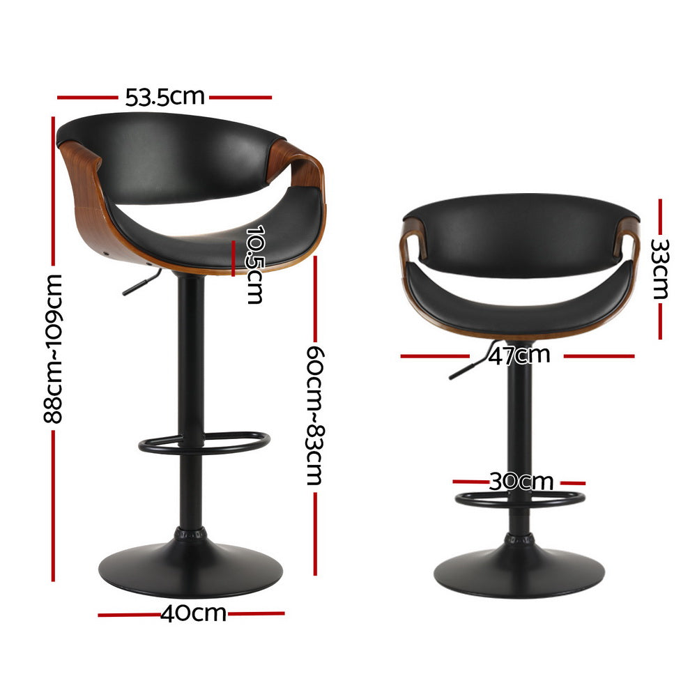Artiss 4x Bar Stools Gas Lift Leather w/Armrest Artiss