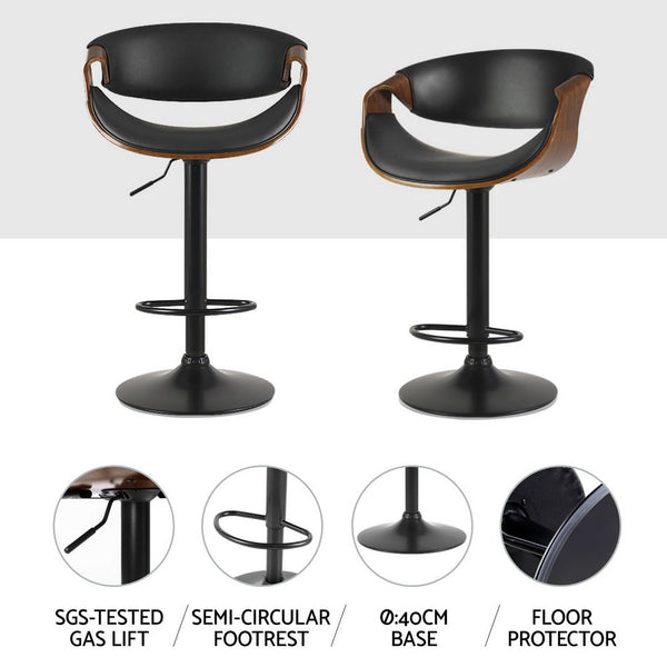 Artiss 4x Bar Stools Gas Lift Leather w/Armrest Artiss