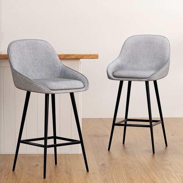 Artiss 2x Bar Stools Upholstered Stool Counter Seat Kitchen Dining Chairs Artiss