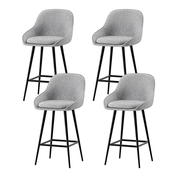 Artiss 4x Bar Stools Upholstered Stool Counter Seat Kitchen Dining Chairs Artiss
