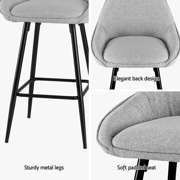 Artiss 4x Bar Stools Upholstered Stool Counter Seat Kitchen Dining Chairs Artiss