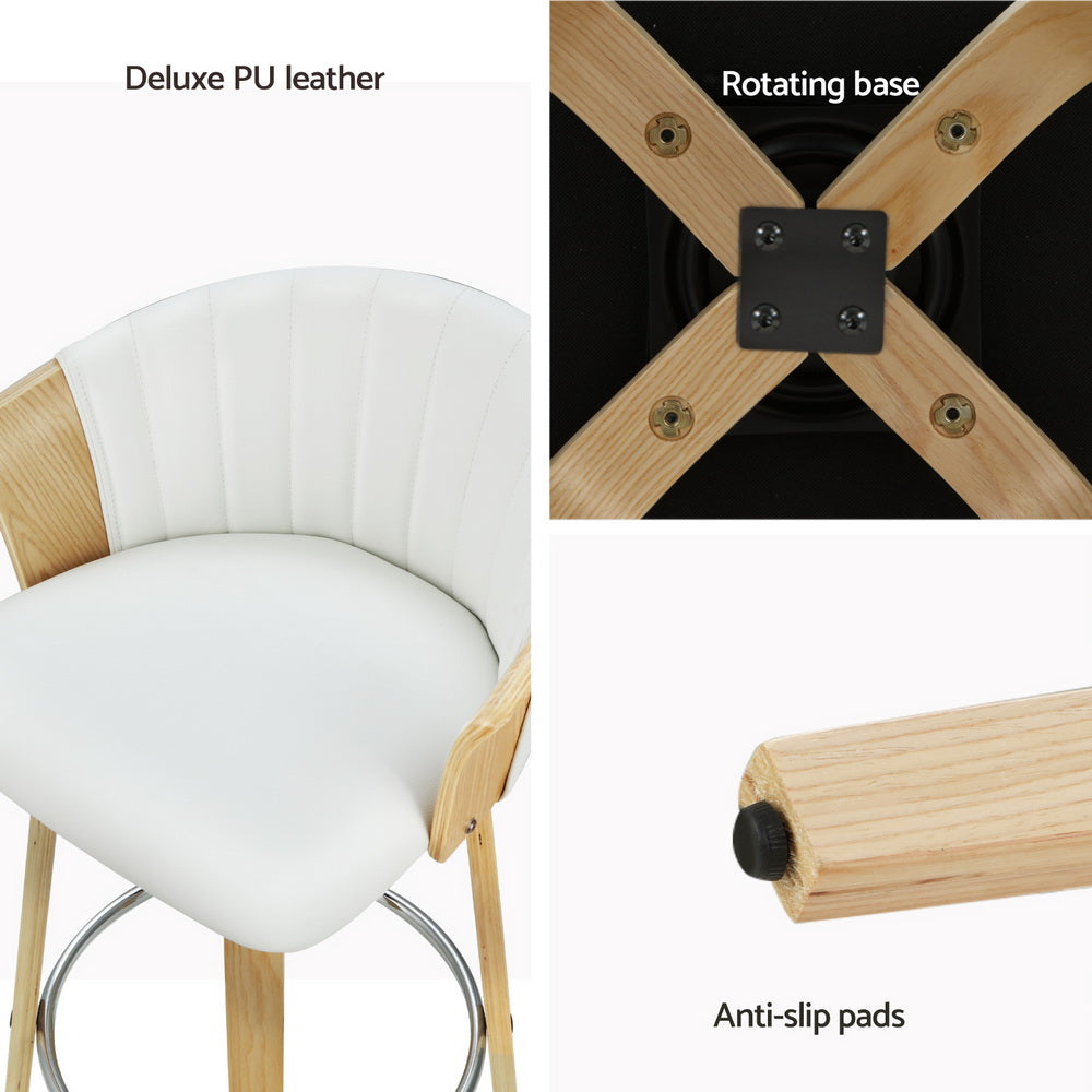 Artiss 4x Bar Stools Swivel Leather Chairs Wooden Awezingly