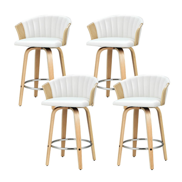 Artiss 4x Bar Stools Swivel Leather Chairs Wooden Awezingly