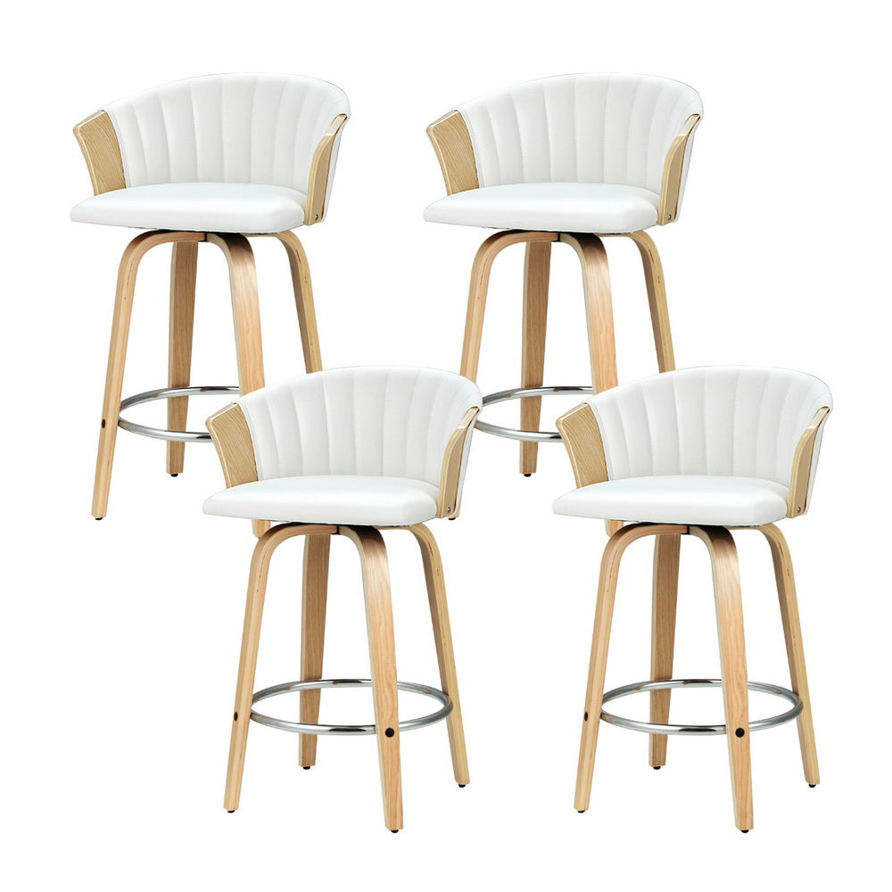 Artiss 4x Bar Stools Swivel Leather Chairs Wooden Artiss