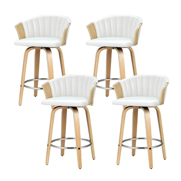 Artiss 4x Bar Stools Swivel Leather Chairs Wooden Artiss
