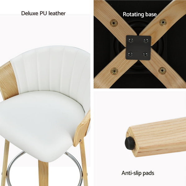Artiss 4x Bar Stools Swivel Leather Chairs Wooden Artiss