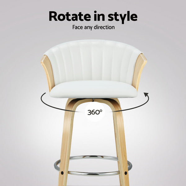 Artiss 4x Bar Stools Swivel Leather Chairs Wooden Artiss