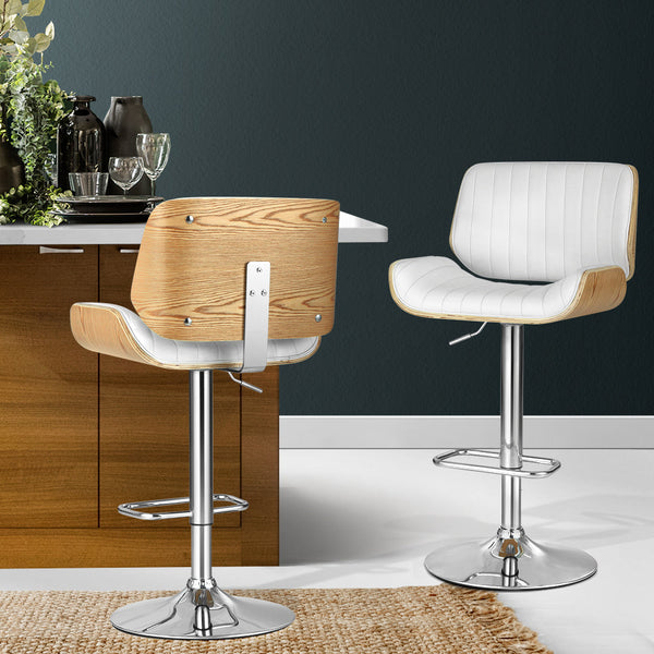 Artiss 2x Bar Stools Adjustable Leather Chairs Artiss