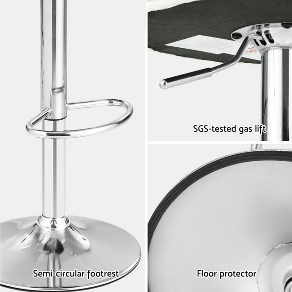 Artiss 4x Bar Stools Adjustable Leather Padded White Artiss