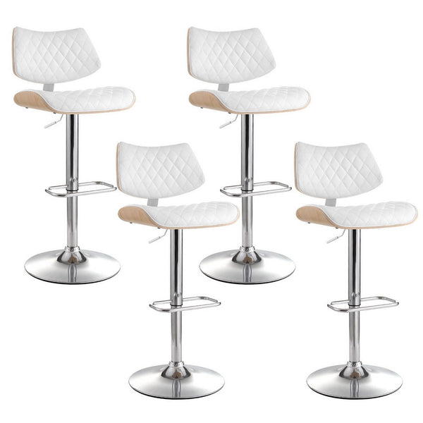 Artiss 4x Bar Stools Kitchen Dining Chairs Gas Lift Stool Wooden Leather White Does Not Apply