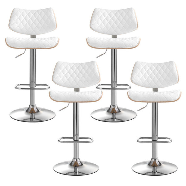 Artiss 4x Bar Stools Kitchen Dining Chairs Gas Lift Stool Wooden Leather White Does Not Apply