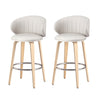 2x Artiss Bar Stools Dining Chairs Contoured Leather Wood Stool