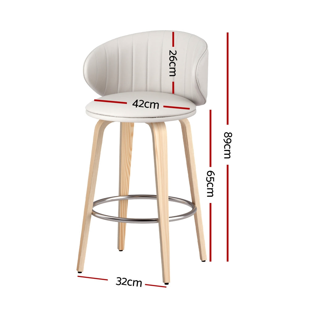 2x Artiss Bar Stools Dining Chairs Contoured Leather Wood Stool Artiss